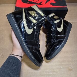 Jordan Black and Gold Athletic Shoes